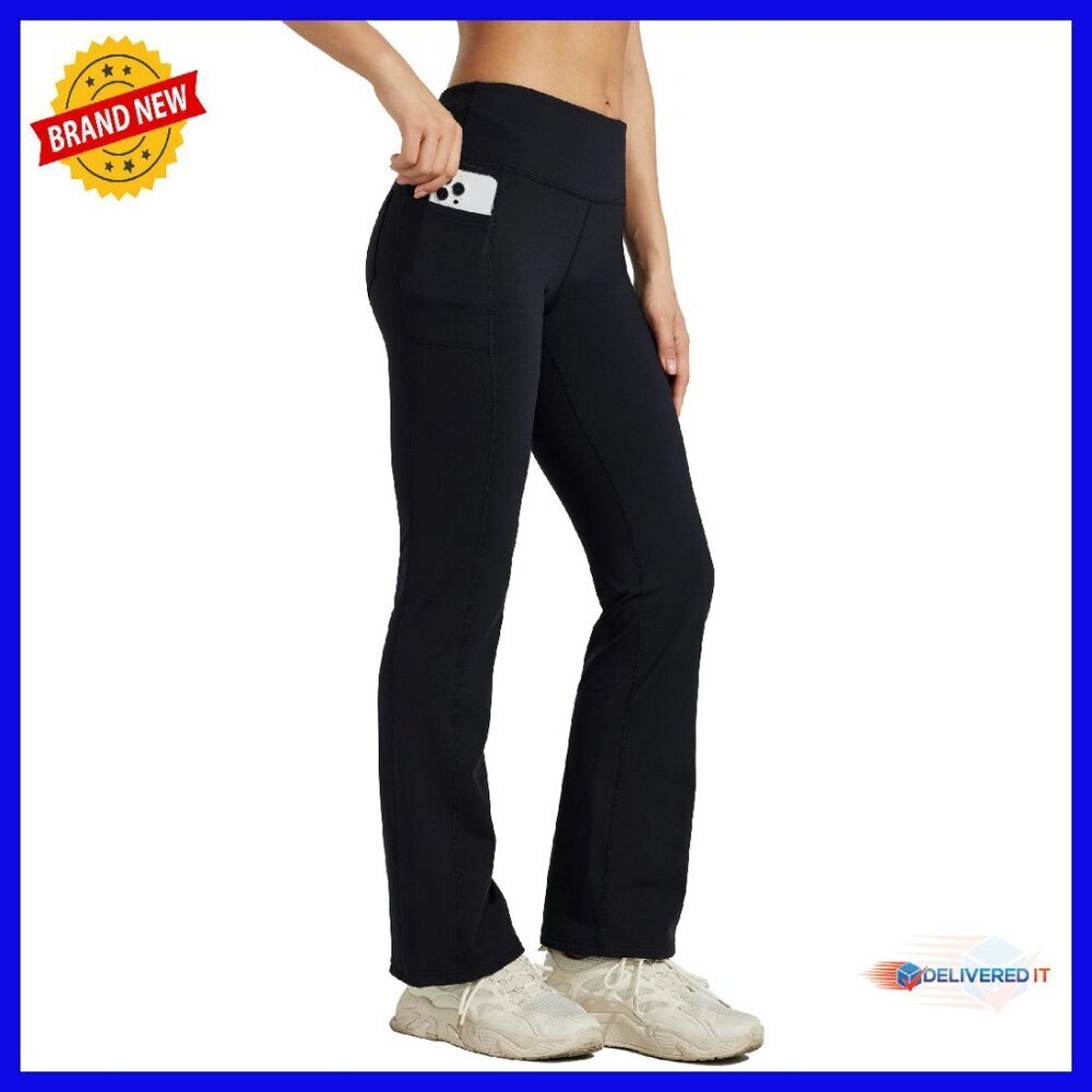 Fleece Lined Yoga Pants High Waisted Bootcut Water Resistant 4 Pockets